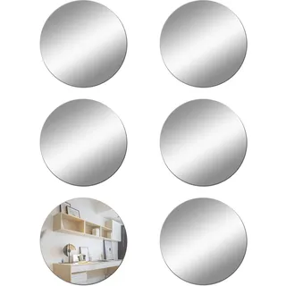 DRERIO 6er Set Spiegelfliesen rund 20 cm selbstklebend Acryl 2 mm Deko | 6er Set runde Spiegel 20 cm, Acryl, 2 mm, selbstklebend, Spiegelfliesen für Wand & Deko, bruchsicher