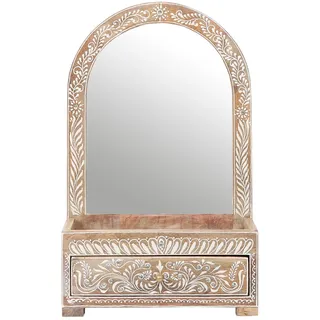 Spiegel Deko Wohnaccessoire Bunt Mangoholz 25cm Orientalisch Handarbeit Vintage