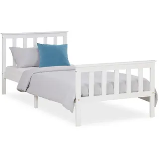 Homestyle4u Jugendbett 90 x 200 cm Kiefer massiv weiß