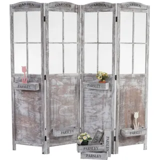 MCW Paravent Grau, Braun , Holz , Paulownia , 180x170x22 cm , Wohnzimmer, Raumteiler, Paravents