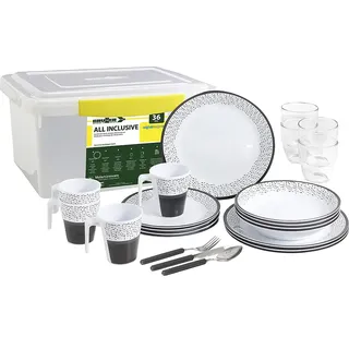 BRUNNER Camping Melamin Geschirr Campinggeschirr PRALIN 36tlg Antislip