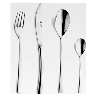 Paul Wirths SWING 1200 Besteckset für 6 Personen, rostfreier Edelstahl, poliert und spülmaschinenfest, 24-teilig, Silber, mit Besteckkasten für Schubladen