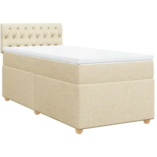 Boxspringbett mit Matratze Creme 80x200 cm Stoff - Creme