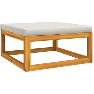 vidaXL Gartenhocker mit Hellgrauen Kissen Massivholz Akazie - Grau