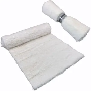 Felloptik Tischläufer 28×200cm Fellband Kunstfell Deko DIY (Weiß) | flauschiges Tischband, weiches Fellimitat Dekoband, nahtlos, DIY Winter Deko, saisonale Arrangements, Wohnaccessoire