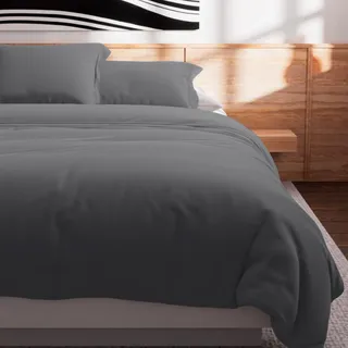 Soleil d'ocre, Bettdeckenbezug aus Baumwolle 57 Fäden 240x220 cm UNI Grau