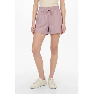 Shorts ONLY "ONLARIS LIFE PULL UP SHORTS WVN CC", Damen, Gr. L, N-Gr, burnished lila, Web, Obermaterial: 93% Viskose, 7% Polyester, unifarben, regular fit kurz, Hosen Shorts, mit Bindeverschluss, Topseller