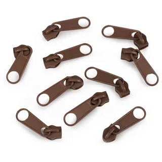 cyclingcolors 10x Reissverschluss Zipper N°5 Schieber Reißverschluss Reparatur Ersatz Zipper für Jacken Koffer Ruckäcke aus Metall, braun