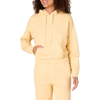 Amazon Essentials Damen Kurzer Kapuzenpullover aus Gebürstetem Fleece (Erhältlich in Übergröße), Warmes Gelb, XS