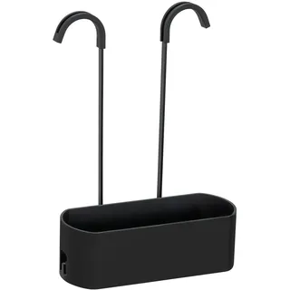 WENKO Dusch-Caddy Mod. Garos zum Einhängen, tiefer Duschkorb mit Haken, Duschablage ohne Bohren, Badregal für Duscharmatur, Duschregal zum Hängen, Edelstahl/Kunststoff, schwarz matt
