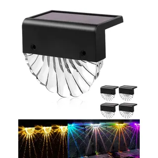 Bellanny Solarlampen für Außen Garten, 4 Stück LED Solar Lampe, Solarleuchten Gartendeko, 2 Modi Warmweiß/Farbwechselnde Gartenlampe, IP65 Wetterfest Zaun Licht für Terrassen Treppen Stufen Dachrinnen