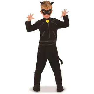Rubies Rubie's Offizielles Kostüm Cat Noir, Miraculous Ladybug, mit Augenmaske, für Kinder, Superheld, Kindergröße L, 7-8 Jahre Halloween
