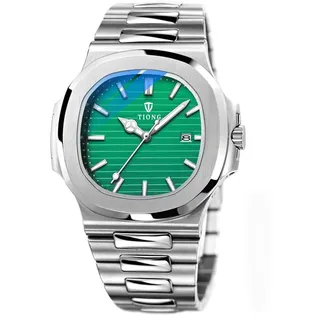 Tiong Herren-Business-Uhr Mit Quadratischem Achteck-Design, Wasserdichte Leuchtende Quarzuhr, Datums-Quarzuhr Aus Edelstahl