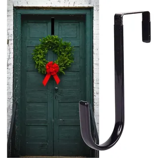 Schwarzer Kranzaufhänger – starkes Kugellager, Herbstkranz, Weihnachten, Halloween-Dekorationen, Karbonstahl, Kranz, Türhaken, 12,7 cm Höhe, Kranzaufhänger, Heimdekor-Akzente, schwarzer Karbonstahl