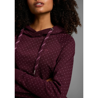 Longsweatshirt KANGAROOS, Damen, Gr. 48/50, rot (bordeaux), Sweatware, Obermaterial: 60% Baumwolle, 40% Polyester. Kapuzenfutter: 100% Baumwolle, gemustert, figurumspielend ca. Mitte Oberschenkel, Rippbündchen, Sweatshirts Longsweatshirt, mit Kapuze und Kordelzügen, figurumspielende Passform