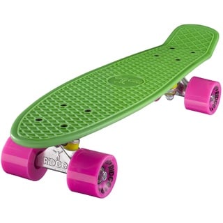 Ridge Skateboard 55 cm Mini Cruiser Retro Stil In M Rollen Komplett U Fertig Montiert Grün Rosa,