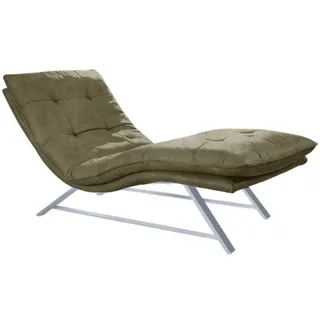 W.Schillig Relaxliege daily dreams Leder 75 x 91 x 170 cm grün mit Kissen