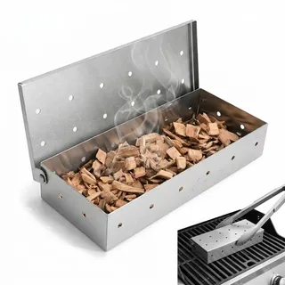 IUSOT Räucherbox Gasgrill - Formstabiler 304 Edelstahl, 22 cm