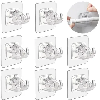 HUZNA 8 Stück Selbstklebende Gardinenstangen, Gardinen Halterung,Transparente Gardinenhaken Selbstklebend Ohne Bohren,Wand Halterungen Handtuch Befestigung Stangen Halter Vorhänge Haken