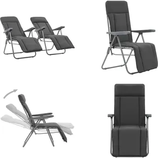 vidaXL Klappbare Gartenstühle mit Polstern 2 Stk. Grau - Campingstuhl - Campingstühle - Klappstuhl - Klappstühle - Grau
