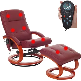 Massage-Fernsehsessel Pescatori II, Relaxsessel Massagesessel, Massagefunktion bordeaux - Rot