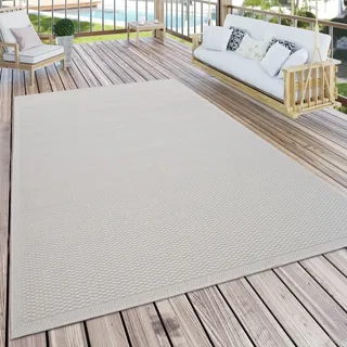 Paco Home Timber 125 Outdoor-Teppich 60 x 100 cm Beige/Weiß