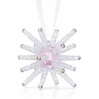 Swarovski Wicked Zauberstab Ornament, Kristallanhänger mit 443 Facetten, Rosa Kristallkern, Crystal-Rocks-Spitzen und Weißem Ripsband, Inspiriert vom Film Wicked, Größe: 5.4 x 6.1 x 6.1 cm