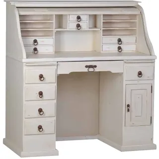 MiaMöbel Mexico Sekretär - groß, old white Massivholz Pinie Mexiko Möbel Mexikanisch