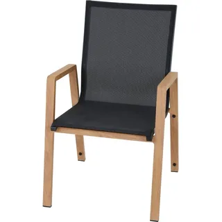 Siena Garden Stapelstuhl Aluminium mit Armlehnen Schwarz-Braun