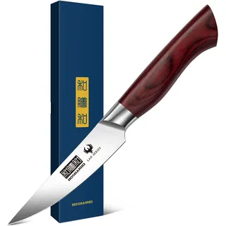 HOSHANHO Schälmesser 9.5cm, Obst und Gemüsemesser, Küchen Messer Klein Edelstahl Obstmesser, Ergonomischer Griff