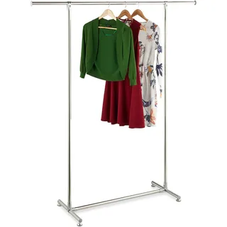 Relaxdays Kleiderständer, HxBxT: 162 x 151 x 42 cm, stabile Kleiderstange, Edelstahl, freistehende Garderobe, silber