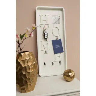 Myflair Möbel & Accessoires Memoboard »Valerina, weiß«, Schlüsselbrett, mit Klemmen & Haken, mit Schriftzug, weiß