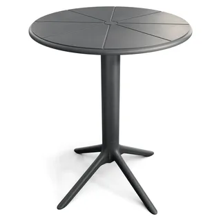 di volio Gartentisch DEGO - runder Outdoor Tisch für Balkon & Terrasse, Ø60 cm, wetterfest - schwarz - Schwarz