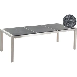 Beliani Gartentisch 220 x 100 x 74 cm Grau/Schwarz/Silber