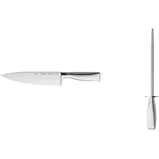 WMF Grand Gourmet Kochmesser 33,5 cm, Messer geschmiedet, Performance Cut, Spezialklingenstahl, Klinge 20 cm & Grand Gourmet Wetzstahl 36 cm, Wetzstab für Messer, Edelstahlgriff, Stahllänge 23 cm