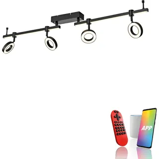 JUST LIGHT LED-Deckenleuchte 12076-18 schwarz, 21,5 W, 2600 lm, CCT, RGB, Smart Home