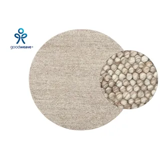 LeGer Home by Lena Gercke Teppich Ainhoa, handgewebt, Wolle, rund, Höhe: 12 mm, Teppich, Wohnzimmer, Schlafzimmer, Esszimmer beige Ø 120 cm x 12 mm