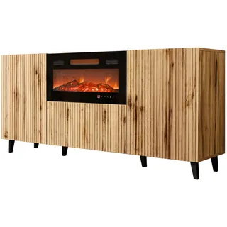 Mirjan24 Kommode Vamos 180 mit Kamin , Braun , Kunststoff , Holz Optik , Rechteckig,Rechteckig , 181x82x42 cm , Kleinmöbel, Kommoden, Sideboards