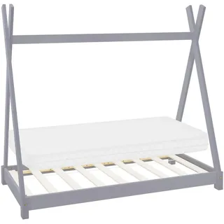 ML-Design Kinderbett Tipi 70 x 140 cm Kiefer massiv grau