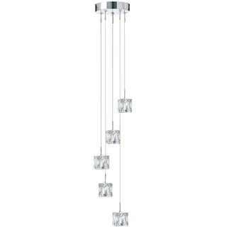Eiswürfel Zeitgenössischer Kronleuchter Stahl Chrom Transparentes Glas Led 5,2W 3000K - Silber