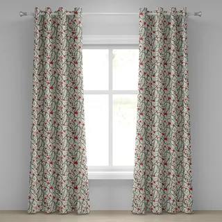 ABAKUHAUS Liebe Ösenvorhang, Wellen Blumenherz Sommer Strudel Illustration Blüht Das Klassische Laub, Dekorative 2-Panel-Fenstervorhänge, 280 cm x 245 cm, Eischale Vermilion Schwarz - Schwarz