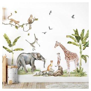 Grandora XXL Wandsticker Set Safari Baum Tiere Wandtattoo für Kinderzimmer DL764-5