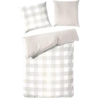 Primera Bettwäsche »Basic Perkal« 3 Stk., tlg. im modernen Karodesign, weiß