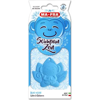 Mafra Chimpanzen Blue Ocean Calm & Balance, Duftgummi-Autoduft, AFFE meditiert auf Lotusblume, inspiriert von Zen-Philosophie, Duft frisch wie das Meer und würzig wie Sommernächte, 1 Stück