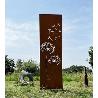 Edelrost Sichtschutz Pusteblumen-Motiv 165 cm x 50 cm Paravent zum Stecken Schild Gartenschild Gartenstecker Edelrost Gartendeko Rost Metall
