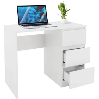 ML-Design Schreibtisch mit Unterschrank - Weiß , Holzwerkstoff , 50x76x90 cm, , Büromöbel, Schreibtische, Schreibtische