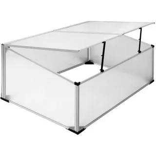 ECD Germany Frühbeet Gewächshaus mit Zweiteiliges Dach, 100x60x40 cm, 0,6m2 - Silber