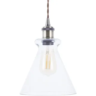 BELIANI Hängeleuchte Messing Metall mit Schirm aus Glas in Trichterform Glühbirnen-Optik Industrieller Stil - Transparent