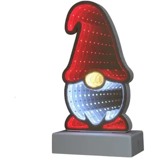 FHS International LED Wichtel Infinity Effekt Weihnachtsdekoration 6/18h Timer USB oder Batteriebetrieb - Rot