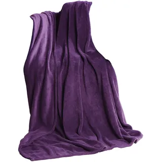 CELINATEX Flauschige XL Kuscheldecke 220 x 240 cm lila Decke Sofa Wohndecke weich Soft Mikrofaser Fleece Oeko-TEX TV-Decke